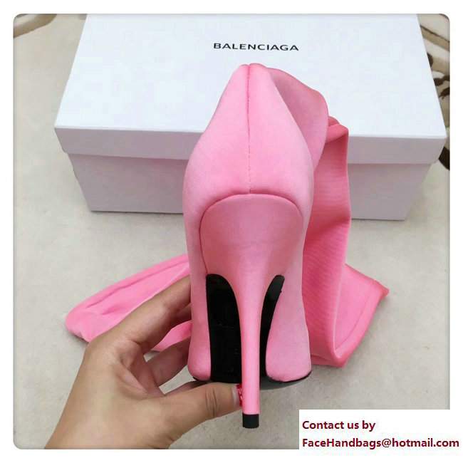 Balenciaga Heel 10cm Height 70cm Extreme Pointed Toe Spandex Knife High Boots Pink 2017 - Click Image to Close