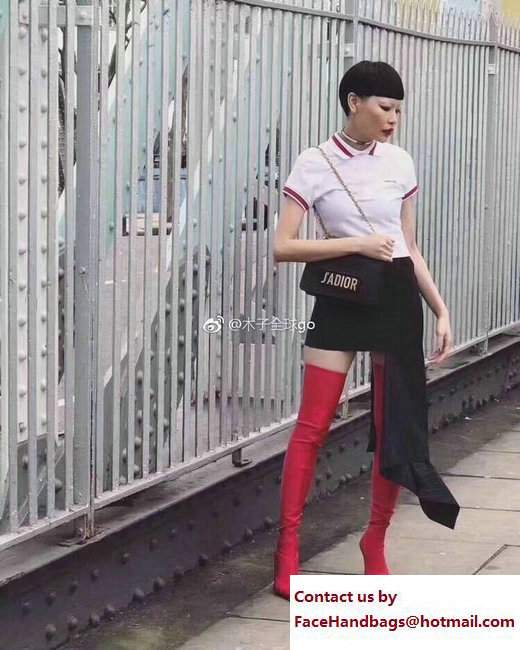 Balenciaga Heel 10cm Height 70cm Extreme Pointed Toe Spandex Knife High Boots Red 2017 - Click Image to Close
