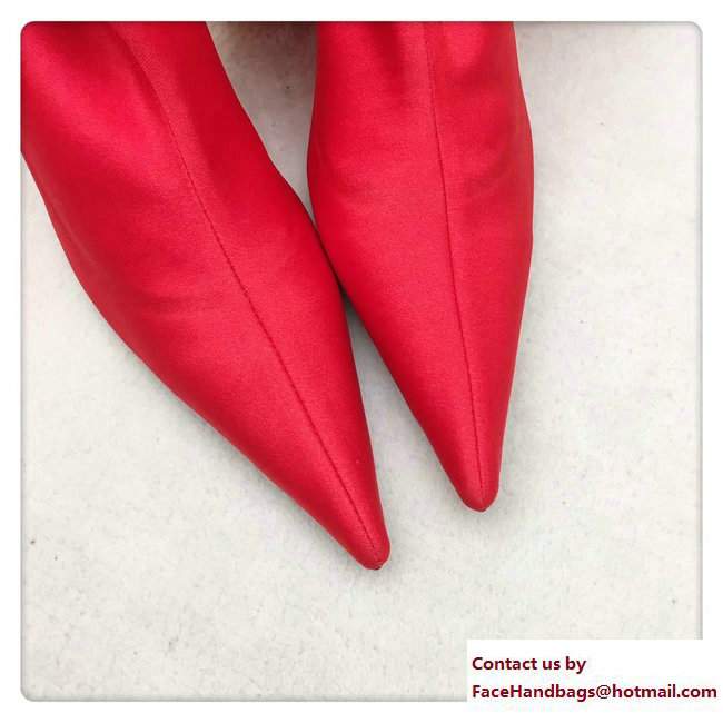 Balenciaga Heel 10cm Height 70cm Extreme Pointed Toe Spandex Knife High Boots Red 2017 - Click Image to Close