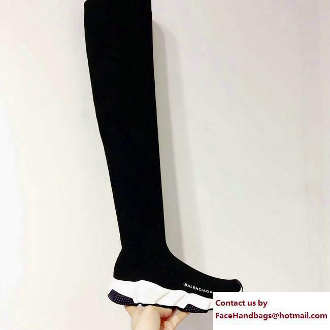Balenciaga Knit Sock Knee Long Boots Black 2017