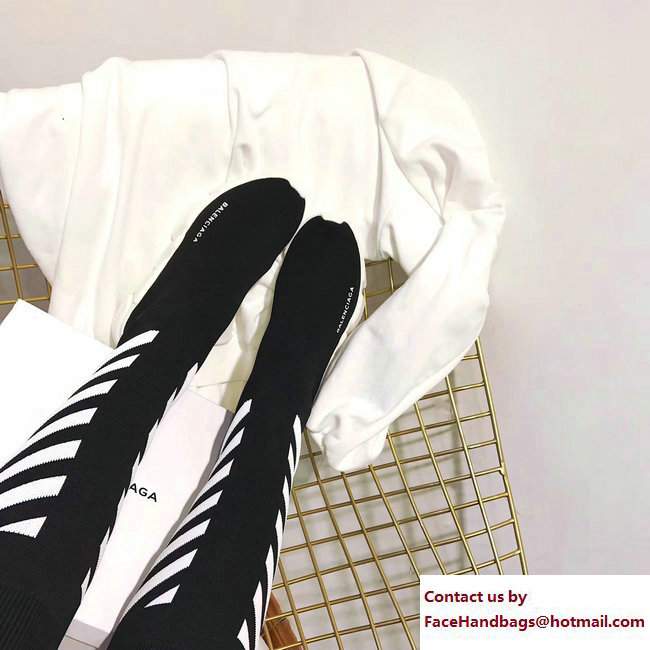 Balenciaga Knit Sock Knee Long Boots Black/White 2017
