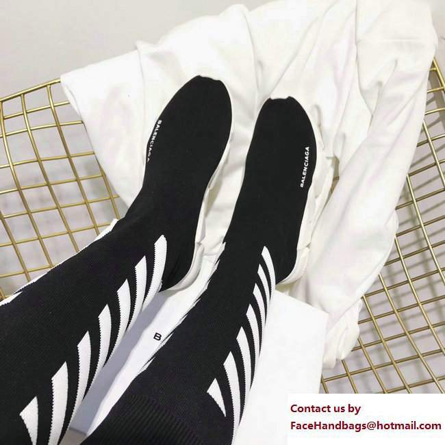 Balenciaga Knit Sock Knee Long Boots Black/White 2017 - Click Image to Close