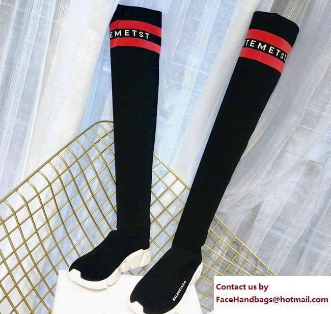 Balenciaga Knit Sock Knee Long Boots VETEMETST Black 2017