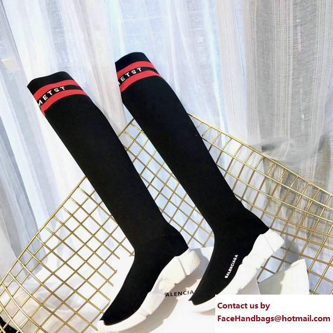 Balenciaga Knit Sock Knee Long Boots VETEMETST Black 2017
