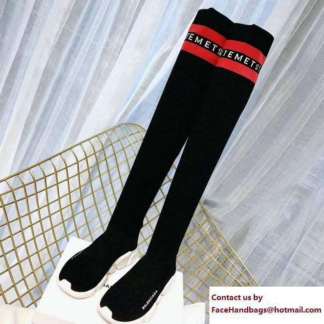Balenciaga Knit Sock Knee Long Boots VETEMETST Black 2017 - Click Image to Close