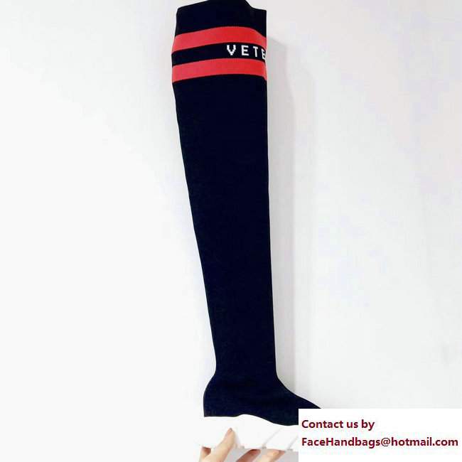 Balenciaga Knit Sock Knee Long Boots VETEMETST Black 2017 - Click Image to Close