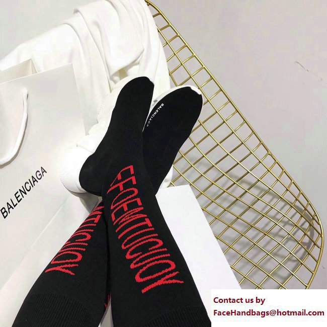 Balenciaga Knit Sock Knee Long Boots YOUCUTMEOFF Black/Red 2017