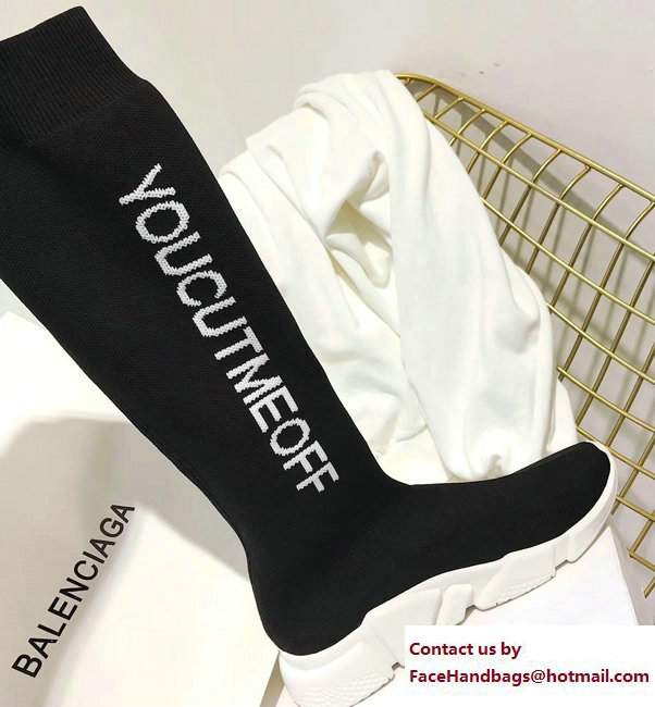 Balenciaga Knit Sock Knee Long Boots YOUCUTMEOFF Black/White 2017