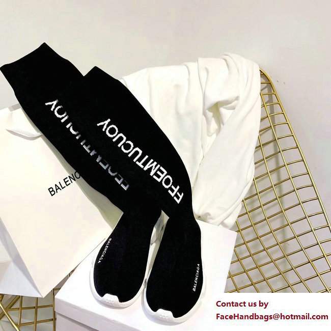Balenciaga Knit Sock Knee Long Boots YOUCUTMEOFF Black/White 2017 - Click Image to Close
