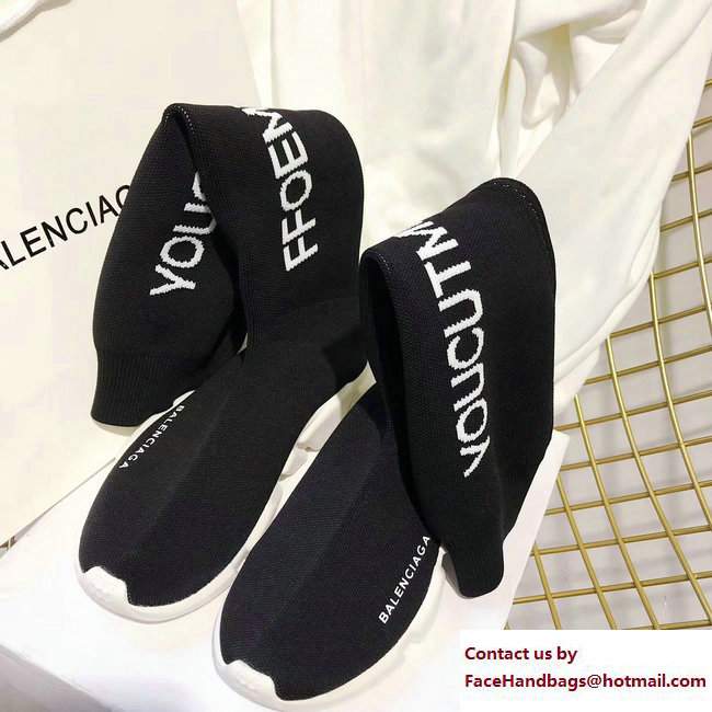Balenciaga Knit Sock Knee Long Boots YOUCUTMEOFF Black/White 2017 - Click Image to Close