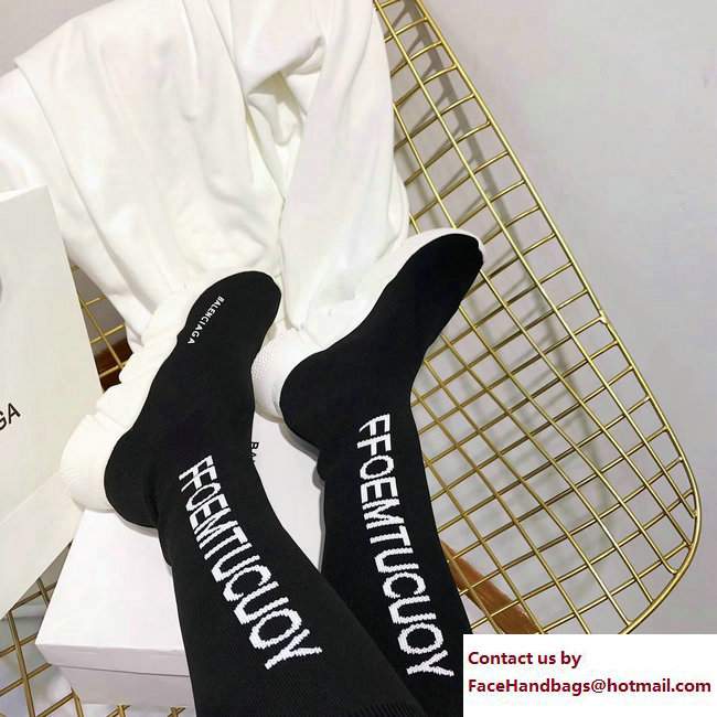 Balenciaga Knit Sock Knee Long Boots YOUCUTMEOFF Black/White 2017