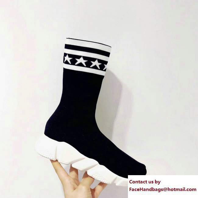 Balenciaga Knit Sock Speed Trainers High Sneakers Black/White Star 2017 - Click Image to Close