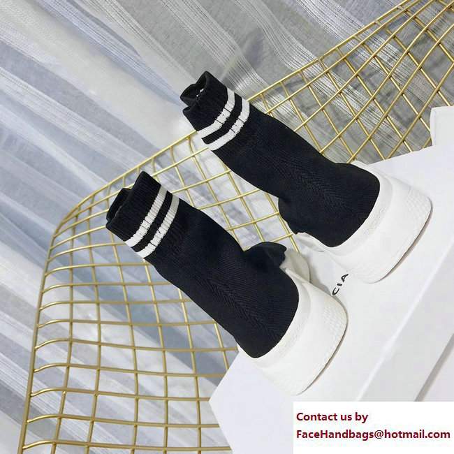 Balenciaga Knit Sock Speed Trainers High Sneakers Black/White Stripe 2017