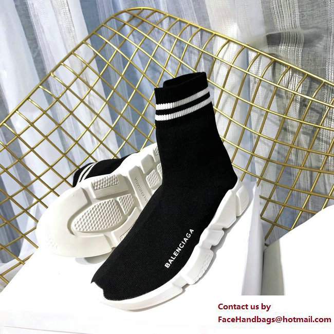 Balenciaga Knit Sock Speed Trainers High Sneakers Black/White Stripe 2017 - Click Image to Close