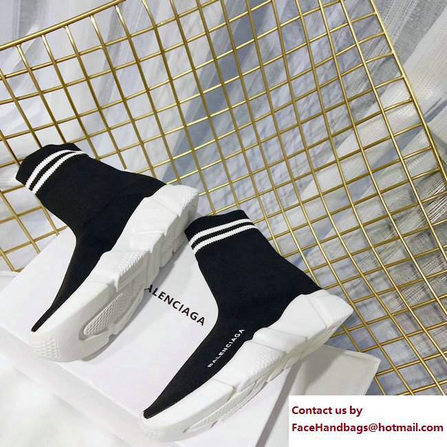 Balenciaga Knit Sock Speed Trainers High Sneakers Black/White Stripe 2017
