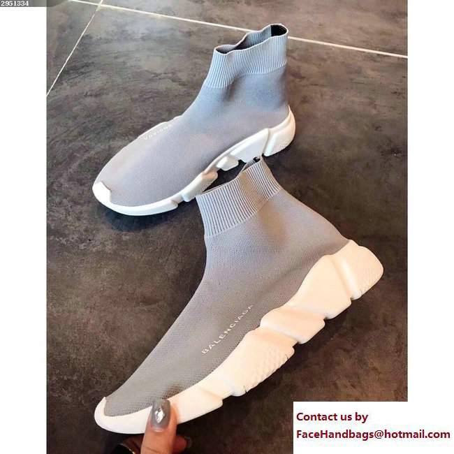 Balenciaga Knit Sock Speed Trainers Sneakers Gray 2017 - Click Image to Close