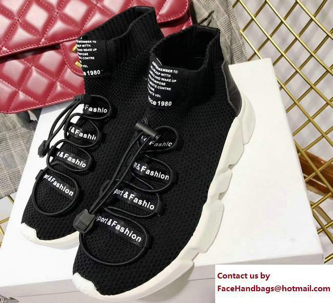 Balenciaga Knit Sock Speed Trainers Sneakers Lacing Black 2017 - Click Image to Close