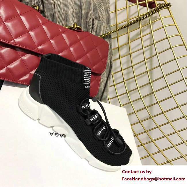 Balenciaga Knit Sock Speed Trainers Sneakers Lacing Black 2017