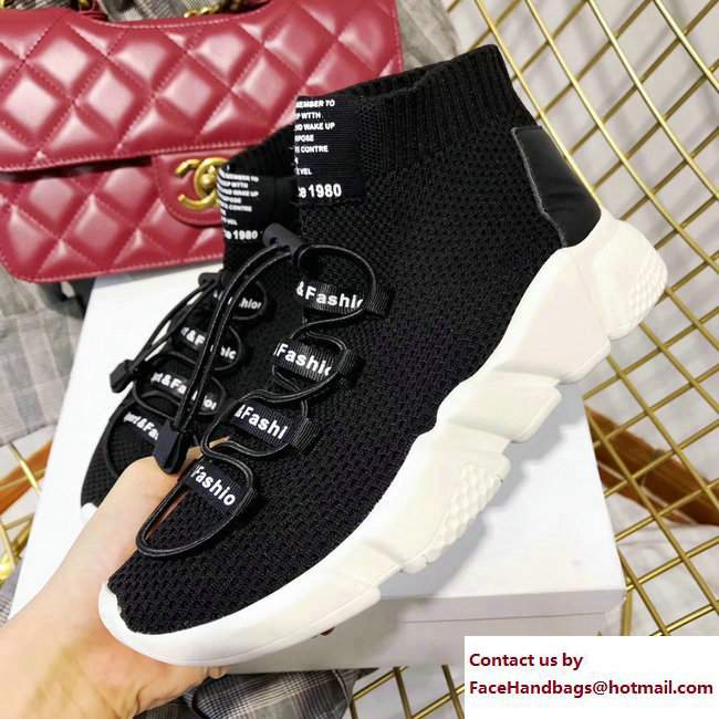 Balenciaga Knit Sock Speed Trainers Sneakers Lacing Black 2017 - Click Image to Close