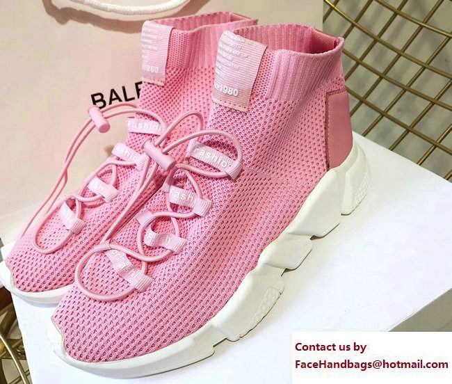 Balenciaga Knit Sock Speed Trainers Sneakers Lacing Pink 2017 - Click Image to Close