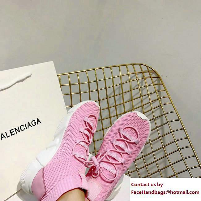 Balenciaga Knit Sock Speed Trainers Sneakers Lacing Pink 2017
