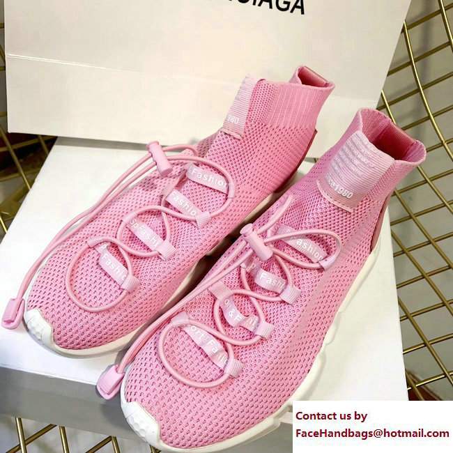 Balenciaga Knit Sock Speed Trainers Sneakers Lacing Pink 2017