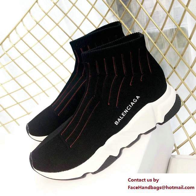 Balenciaga Knit Sock Speed Trainers Sneakers Line Black/Orange 2017 - Click Image to Close