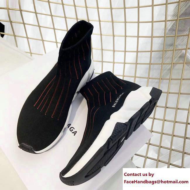 Balenciaga Knit Sock Speed Trainers Sneakers Line Black/Orange 2017 - Click Image to Close
