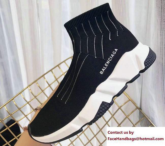 Balenciaga Knit Sock Speed Trainers Sneakers Line Black/White 2017 - Click Image to Close