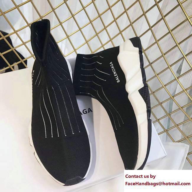 Balenciaga Knit Sock Speed Trainers Sneakers Line Black/White 2017
