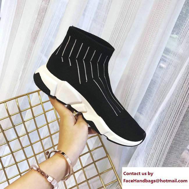 Balenciaga Knit Sock Speed Trainers Sneakers Line Black/White 2017