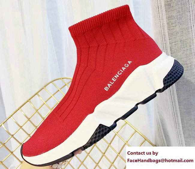 Balenciaga Knit Sock Speed Trainers Sneakers Line Red 2017