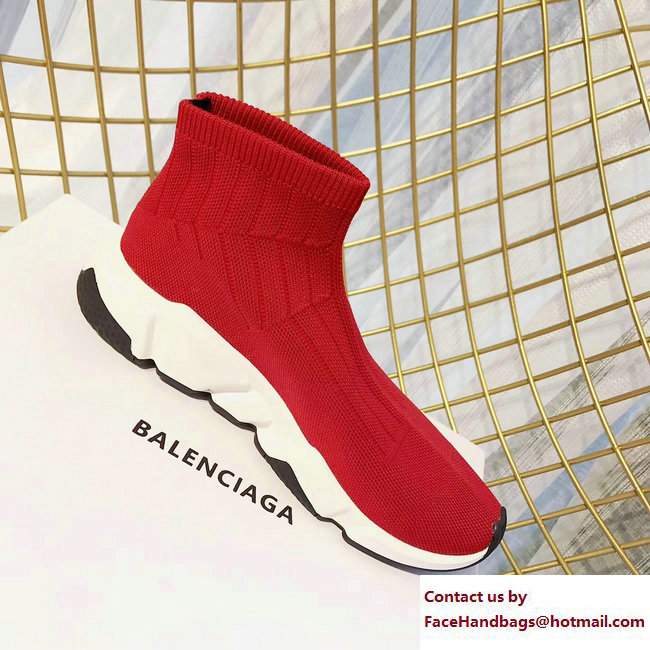 Balenciaga Knit Sock Speed Trainers Sneakers Line Red 2017 - Click Image to Close