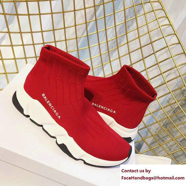 Balenciaga Knit Sock Speed Trainers Sneakers Line Red 2017