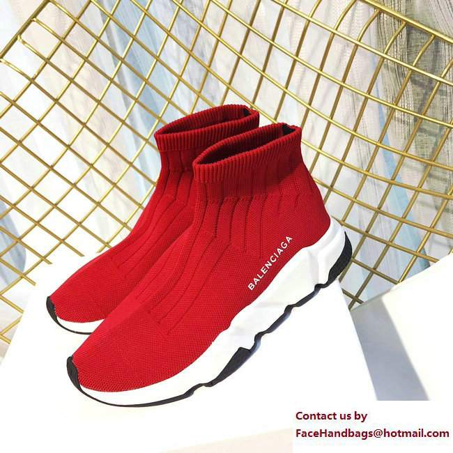 Balenciaga Knit Sock Speed Trainers Sneakers Line Red 2017 - Click Image to Close