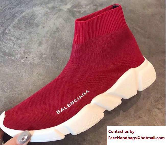 Balenciaga Knit Sock Speed Trainers Sneakers Red 2017 - Click Image to Close