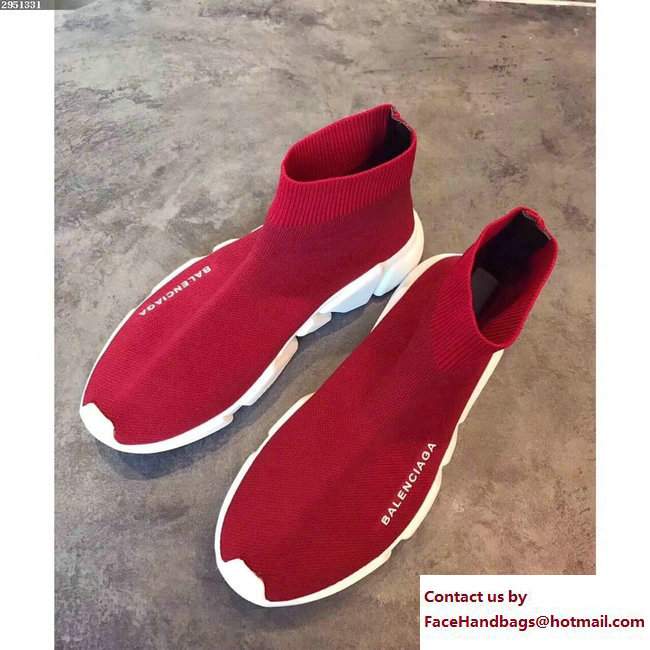 Balenciaga Knit Sock Speed Trainers Sneakers Red 2017 - Click Image to Close