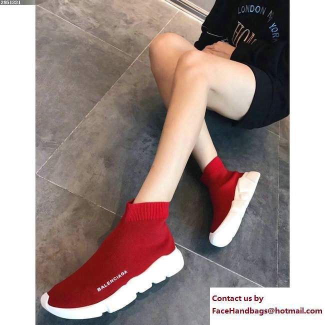 Balenciaga Knit Sock Speed Trainers Sneakers Red 2017