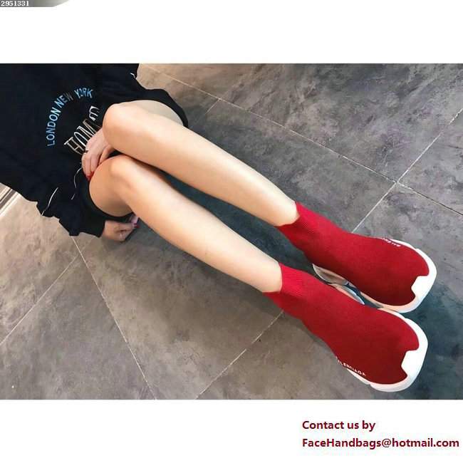 Balenciaga Knit Sock Speed Trainers Sneakers Red 2017
