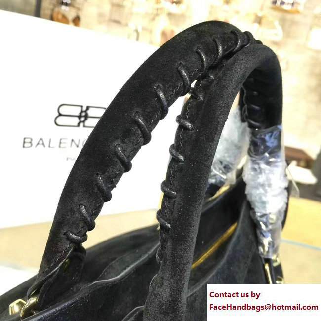 Balenciaga Suede Classic Gold Medium City Bag Black - Click Image to Close