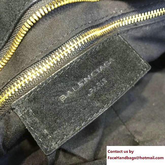 Balenciaga Suede Classic Gold Medium City Bag Black - Click Image to Close