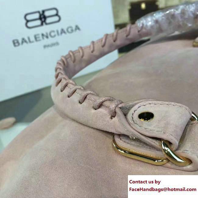 Balenciaga Suede Classic Gold Medium City Bag Light Pink - Click Image to Close