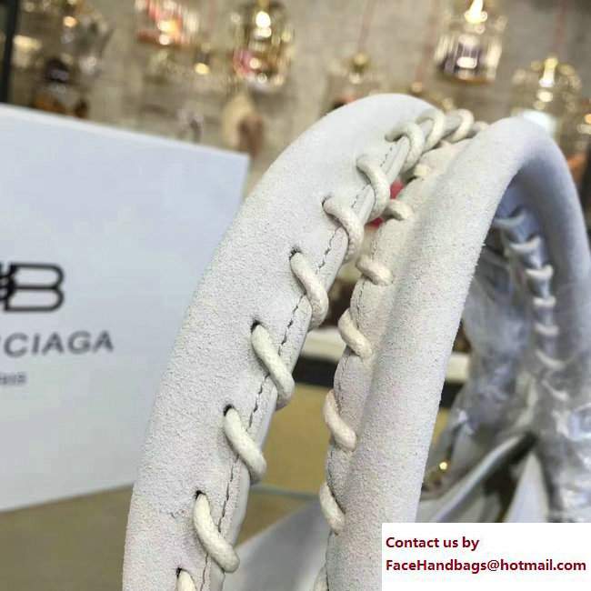 Balenciaga Suede Classic Gold Medium City Bag White - Click Image to Close