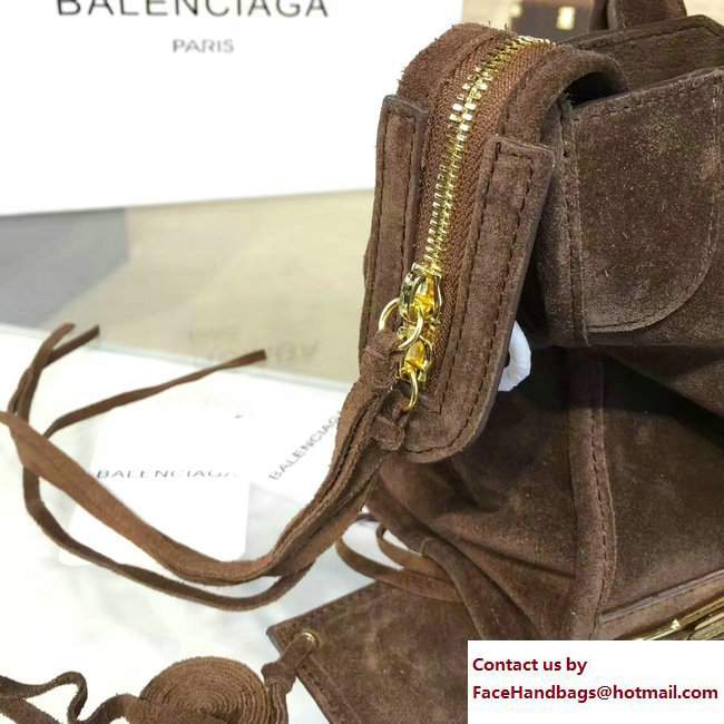 Balenciaga Suede Classic Gold Small City Bag Tan