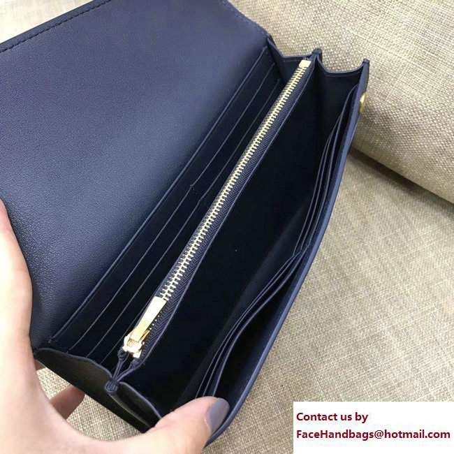 Celine Diagonal Large Flap Multifunction Wallet 109073 Navy Blue/Black 2017