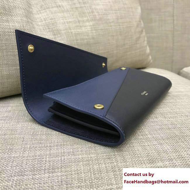 Celine Diagonal Large Flap Multifunction Wallet 109073 Navy Blue/Black 2017