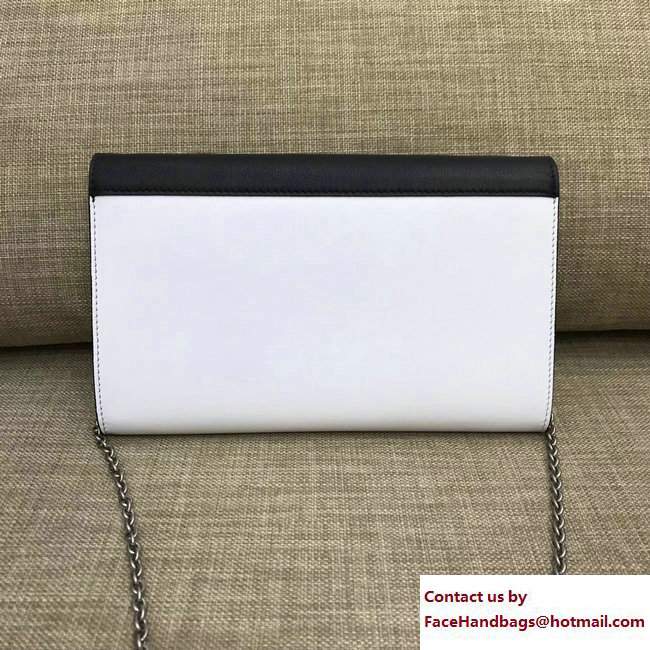 Celine Diagonal Large Flap Wallet On Chain 109053 Black/White 2017