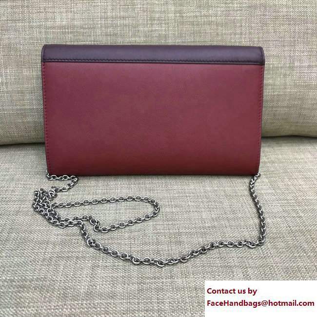 Celine Diagonal Large Flap Wallet On Chain 109053 Burgundy/Red 2017