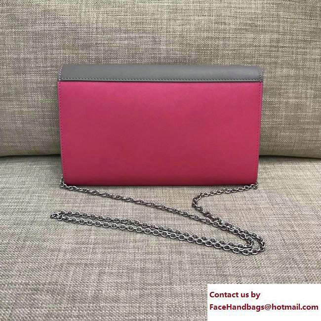 Celine Diagonal Large Flap Wallet On Chain 109053 Etoupe/Fuchsia 2017