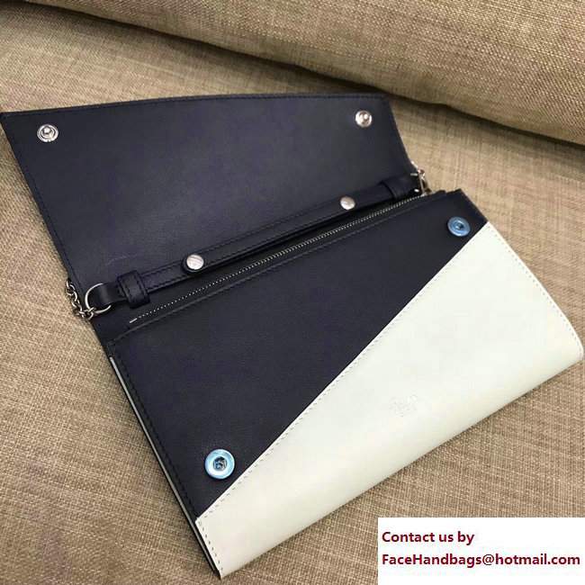 Celine Diagonal Large Flap Wallet On Chain 109053 Navy Blue/White 2017